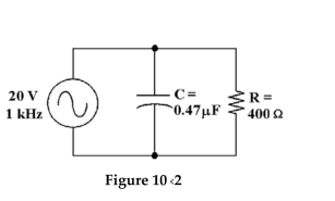 <strong> How much voltage does the resistor drop in Figure 10-2?</strong> A)19.94V B)10V C)20V D)59 mV