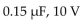 <strong>If a and capacitor are connected in parallel across a 20 V source, the total capacitance equals and each capacitor drops </strong> A) B) C) D)