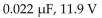 <strong>If a capacitor are connected in series across a 25 V source, the total capacitance equals and each capacitor drops </strong> A) B) C) D)