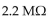 <strong>If a resistance of is connected across a 1 kV source, current equals about ________.</strong> A)0.455 mA B)2.2 mA C)0.455 A D)