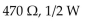 <strong>If a resistor that is color coded yellow-violet-red is placed across a 25 V source voltage, what value resistor and wattage rating could be used?</strong> A) B) C) D)