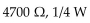 <strong>If a resistor that is color coded yellow-violet-red is placed across a 25 V source voltage, what value resistor and wattage rating could be used?</strong> A) B) C) D)