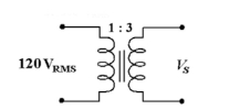    -In Figure 14-1, if the primary to secondary turns ratio is 7.5:1, the output voltage equals ________.