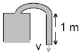 <strong>A fluid is drawn up through a tube as shown below.The atmospheric pressure is the same at both ends.Use Bernoulli's equation to determine the speed of fluid flow out of the tank.If the height difference from the top of the tank to the bottom of the siphon is 1.0 m, then the speed of outflow is: </strong> A)1.1 m/s B)2.2 m/s C)4.4 m/s D)8.8 m/s