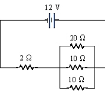 <strong>How much power is being dissipated by one of the 10-W resistors? </strong> A)24 W B)9.6 W C)16 W D)6.4 W