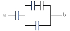 <strong>What is the equivalent capacitance between points a and b? All capacitors are 1.0 mF. </strong> A)4.0 µF B)1 7 µF C)0.60 µF D)0.25 µF