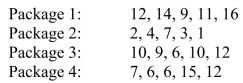 <strong>An airline wants to select a computer software package for its reservation system.Four software packages (1, 2, 3, and 4)are commercially available.The airline will choose the package that bumps the fewest mean number of passengers as possible during a month.An experiment is set up in which each package is used to make reservations for 5 randomly selected weeks.(A total of 20 weeks was included in the experiment.)The number of passengers bumped each week is given below.How should the data be analyzed? </strong> A)F test for differences in variances. B)One-way ANOVA F test. C)t test for the differences in means. D)t test for the mean difference.