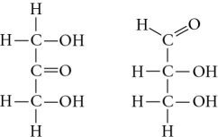 <strong>Choose the term that correctly describes the relationship between these two sugar molecules. </strong> A) structural isomers B) cis-trans isomers C) enantiomers D) isotopes