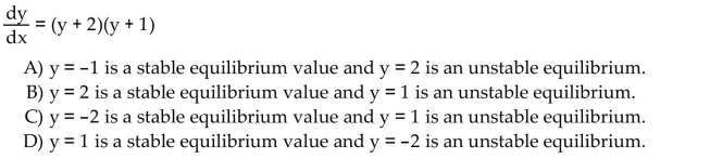 Identify equilibrium values and determine which are stable and which are unstable.