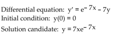<strong>Determine if the given function y = f(x) is a solution of the accompanying differential equation. </strong> A) No B) Yes