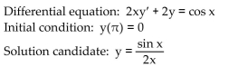 <strong>Determine if the given function y = f(x) is a solution of the accompanying differential equation. </strong> A) No B) Yes