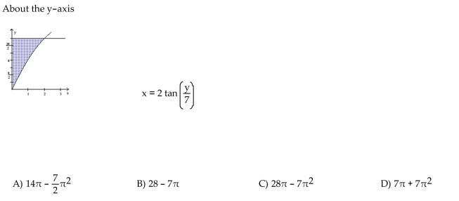 Find the volume of the solid generated by revolving the shaded region about the given axis.