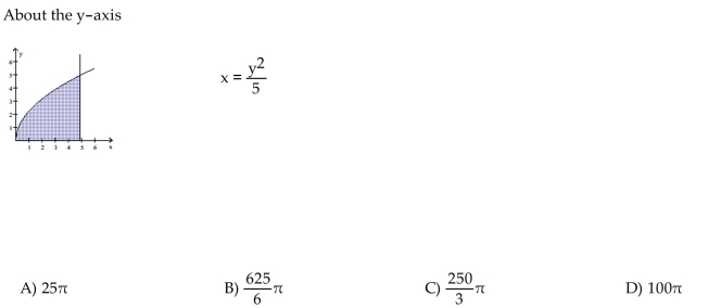 Find the volume of the solid generated by revolving the shaded region about the given axis.