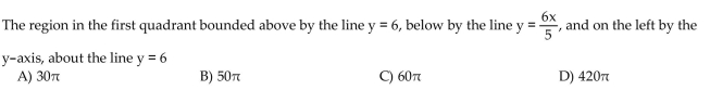 Find the volume of the solid generated by revolving the region about the given line.