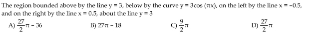 Find the volume of the solid generated by revolving the region about the given line.