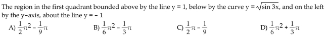 Find the volume of the solid generated by revolving the region about the given line.