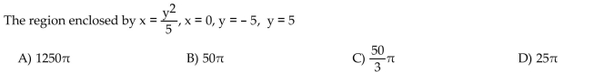 Find the volume of the solid generated by revolving the region about the y-axis.