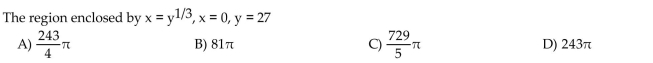 Find the volume of the solid generated by revolving the region about the y-axis.