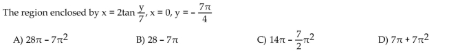 Find the volume of the solid generated by revolving the region about the y-axis.