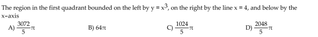 Find the volume of the solid generated by revolving the region about the y-axis.