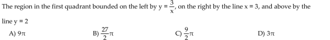 Find the volume of the solid generated by revolving the region about the y-axis.