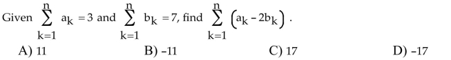 Find the value of the specified finite sum.