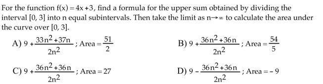 Find the formula and limit as requested.