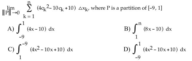 Express the limit as a definite integral.