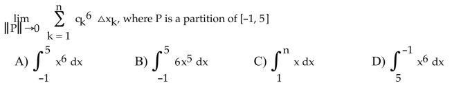 Express the limit as a definite integral.