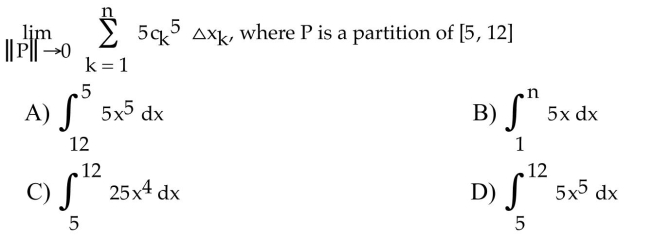 Express the limit as a definite integral.