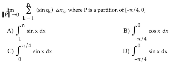 Express the limit as a definite integral.
