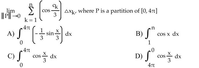 Express the limit as a definite integral.