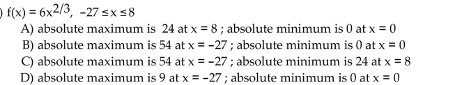 Find the absolute extreme values of the function on the interval.