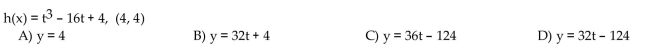 Find an equation for the tangent to the curve at the given point.