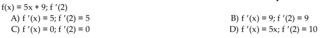Calculate the derivative of the function. Then find the value of the derivative as specified.