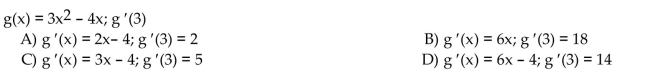 Calculate the derivative of the function. Then find the value of the derivative as specified.
