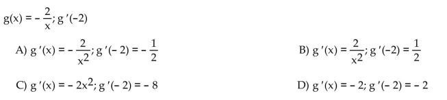 Calculate the derivative of the function. Then find the value of the derivative as specified.