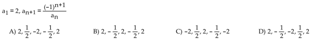A recursion formula and the initial term(s) of a sequence are given. Write out the first five terms of the sequence.