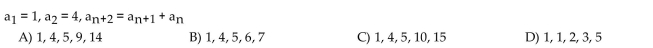 A recursion formula and the initial term(s) of a sequence are given. Write out the first five terms of the sequence.