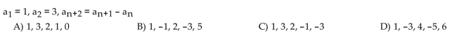 A recursion formula and the initial term(s) of a sequence are given. Write out the first five terms of the sequence.
