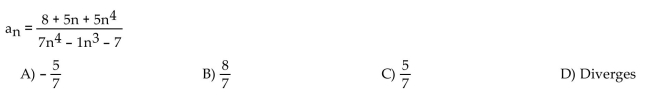 Find the limit of the sequence if it converges; otherwise indicate divergence.