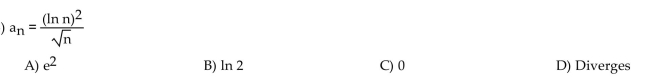 Find the limit of the sequence if it converges; otherwise indicate divergence.