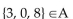 Let A = {6, 4, 1, {3, 0, 8}, {9}}. Determine whether the statement is true or false.