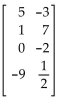 Provide an appropriate response. Given matrix A: A = What is the size of A? Find A? Find a and d