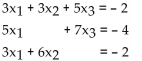 <strong>Write a system of equations associated with the augmented matrix. Do not try to solve. </strong> A) B) C) D)