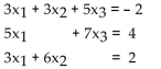<strong>Write a system of equations associated with the augmented matrix. Do not try to solve. </strong> A) B) C) D)