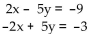 <strong>Solve using Gauss-Jordan elimination. 2 </strong> A) B) (-1, -1) C) (-9, -3) D) No solution