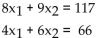 Write the system as a matrix equation of the form AX = B. -8 4  