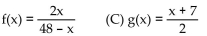 Provide an appropriate response. Only one of the following functions has domain which is not equal to all real numbers. State which function and state its domain. (A) h(x) (B)