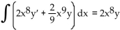 <strong>Replace the ? with a function of x that will make the integrand equal to the derivative of a product, and then find the antiderivative. Choose 0 for the constant of integration. </strong> A) B) C) D)